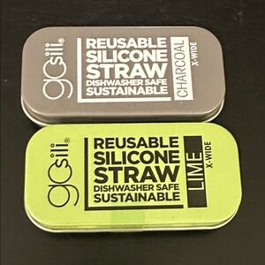 2 GoSili Reusable Silicone Straw - Charcoal Xwide